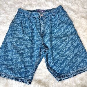 FA Blue Allover Logo Denim Shorts